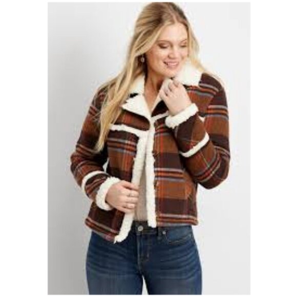 Maurices Jackets & Blazers - Plaid Sherpa Lined Jacket